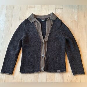 Blue Willi's Denmark Women’s 100% Cotton Knit Cardigan Size Small - Black/Brown